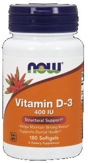 Vitamin D-3 400 IU (180 Softgels) NOW Foods
